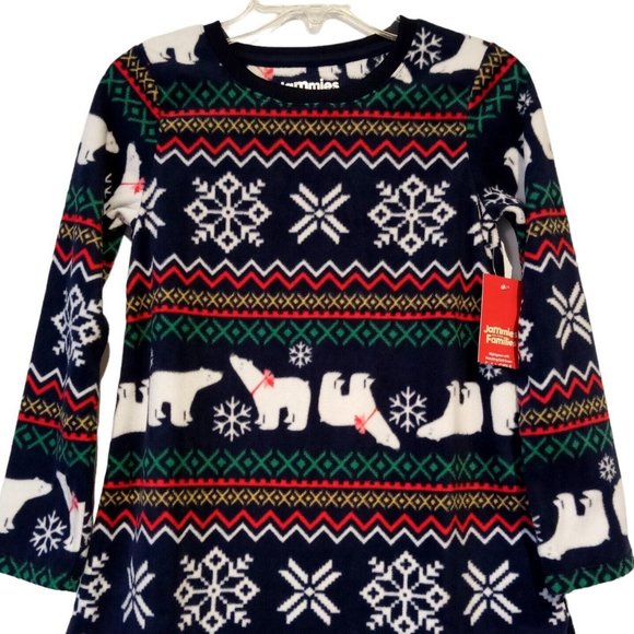 GIRL & DOLL Matching pajamas  SMALL (5-6)  Polar Bear Fleece  Navy Blue NWT  2pc - Picture 2 of 10